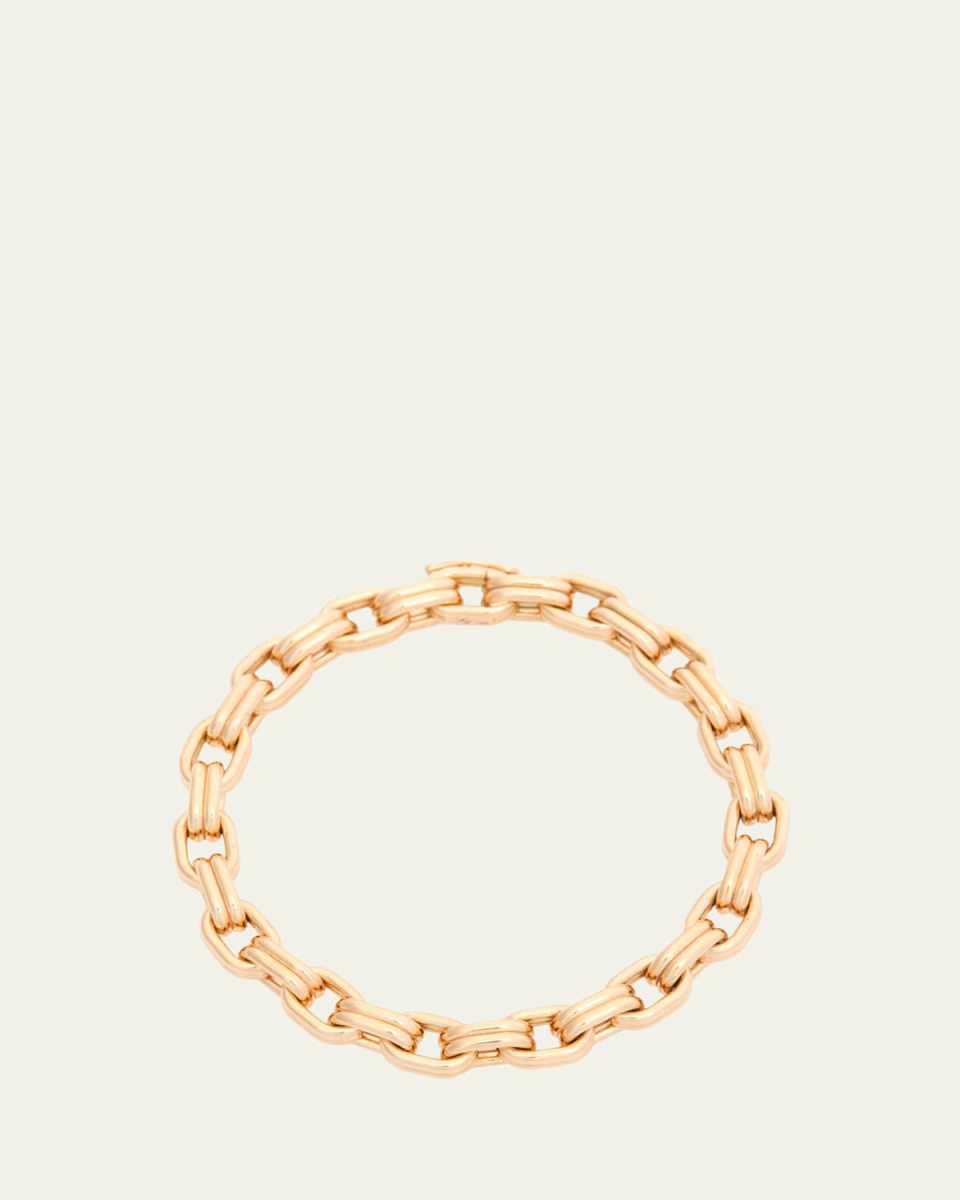 18K Gold Double Box Medium Link Chain Bracelet, 7.25"